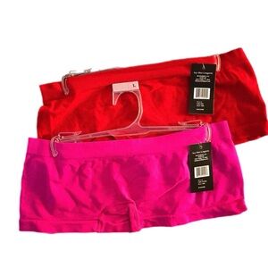 ICY HOT LINGERIE 2-Pack Woman’s Size L Microfiber Boy Short Panties Red and pink